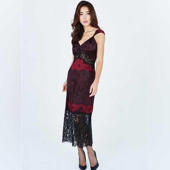 Rachel Zoe Dresses & Skirts - NEW Rachel Zoe Leilani Silk Lace Dress Mulberry Burgundy Black Size 2
